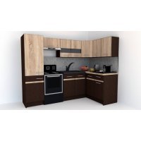 Bucatarie de Colt GENA NEW 2 DR. 140-250, Fara Corp de Cuptor, Wenge / Stejar Sonoma